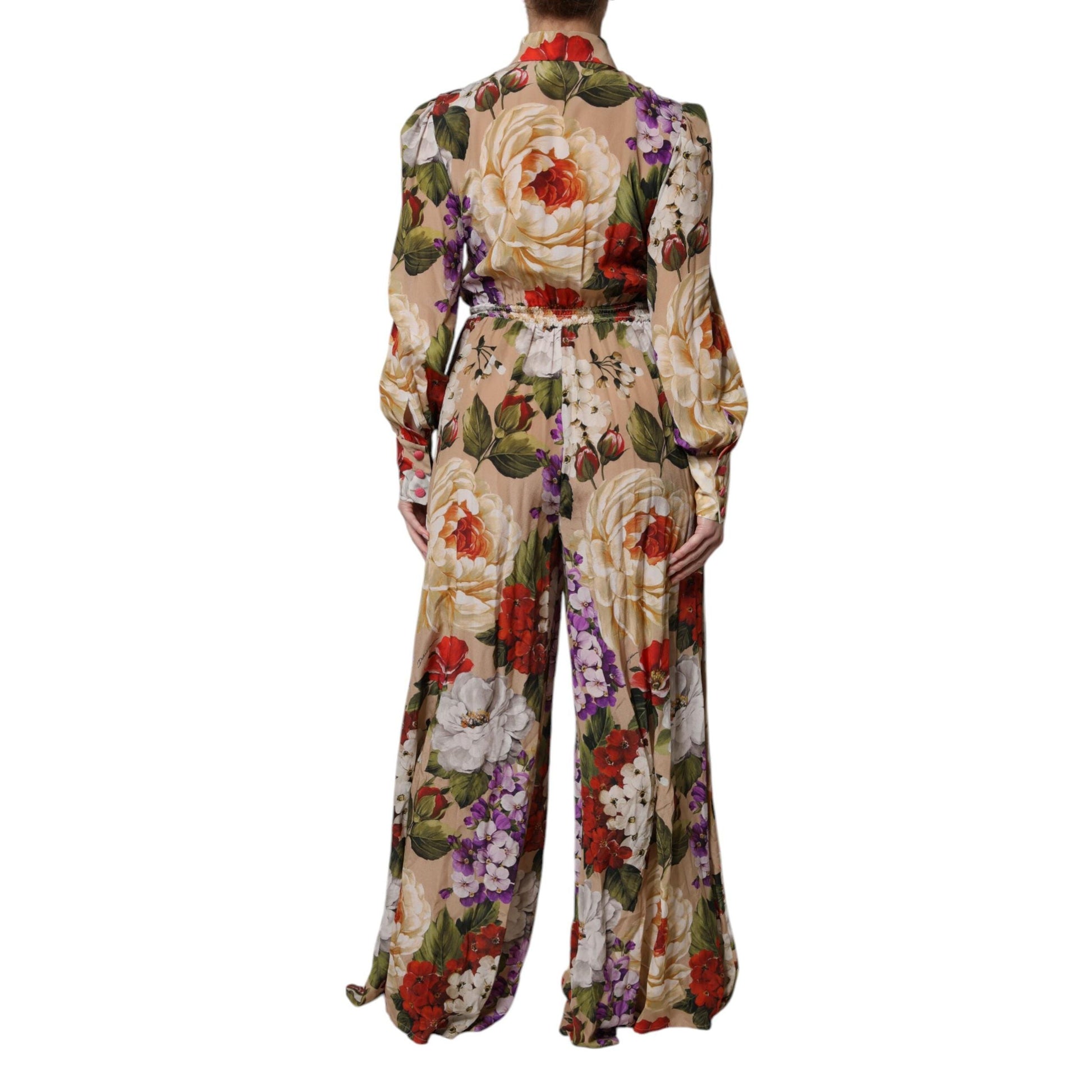 Dolce & Gabbana Multicolor Floral Wide Leg Jumpsuit Dress