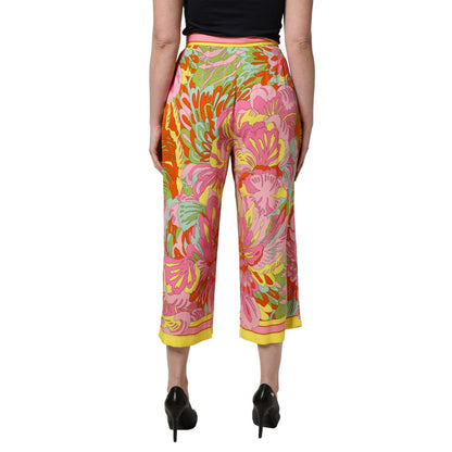 Dolce & Gabbana Multicolor FloralPrint Cropped Trouser Pants