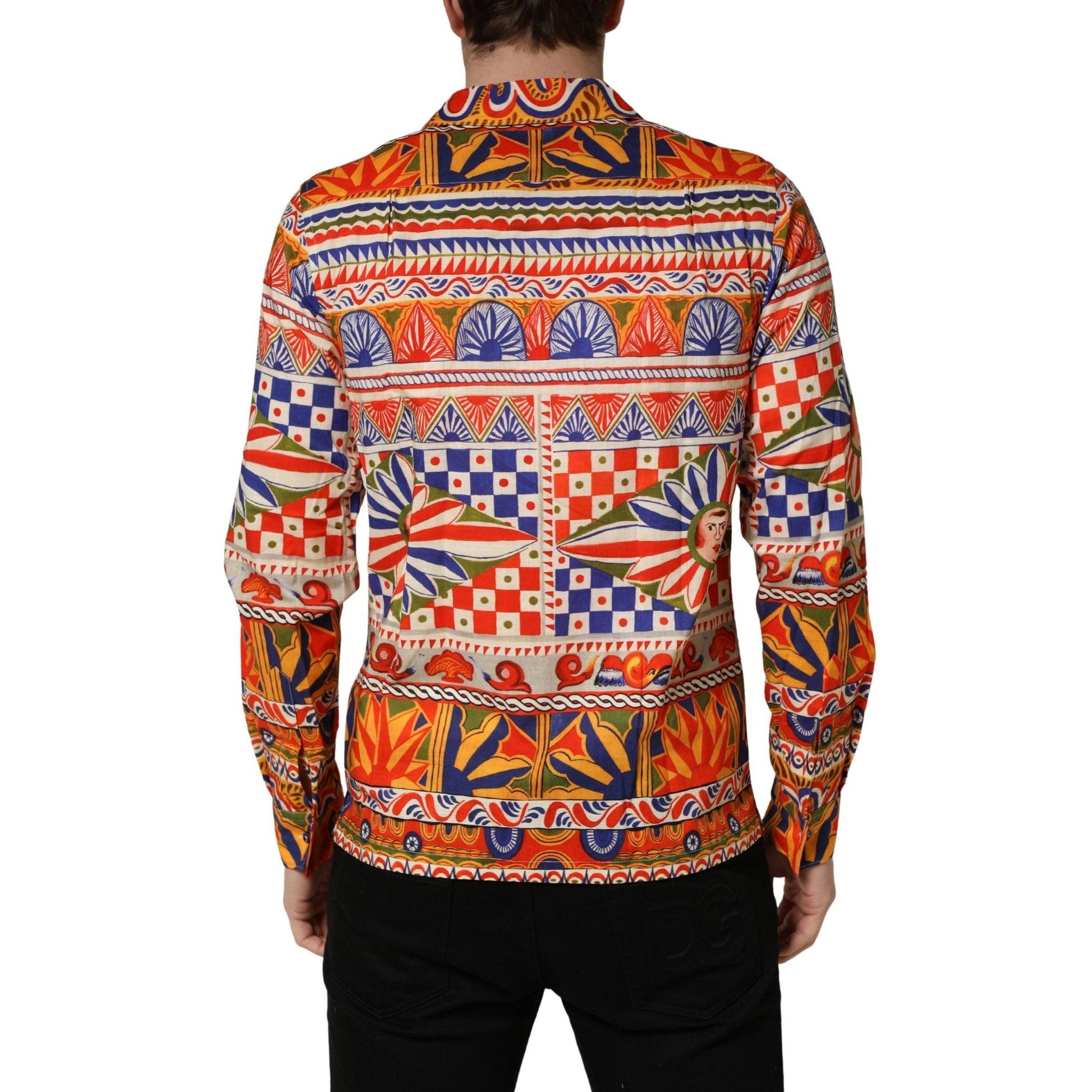 Dolce & Gabbana Multicolor Sicilian Carretto Twill Cotton Men Shirt