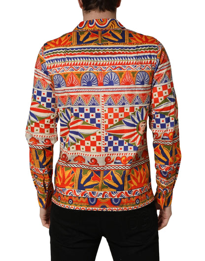 Dolce & Gabbana Multicolor Sicilian Carretto Twill Cotton Men Shirt