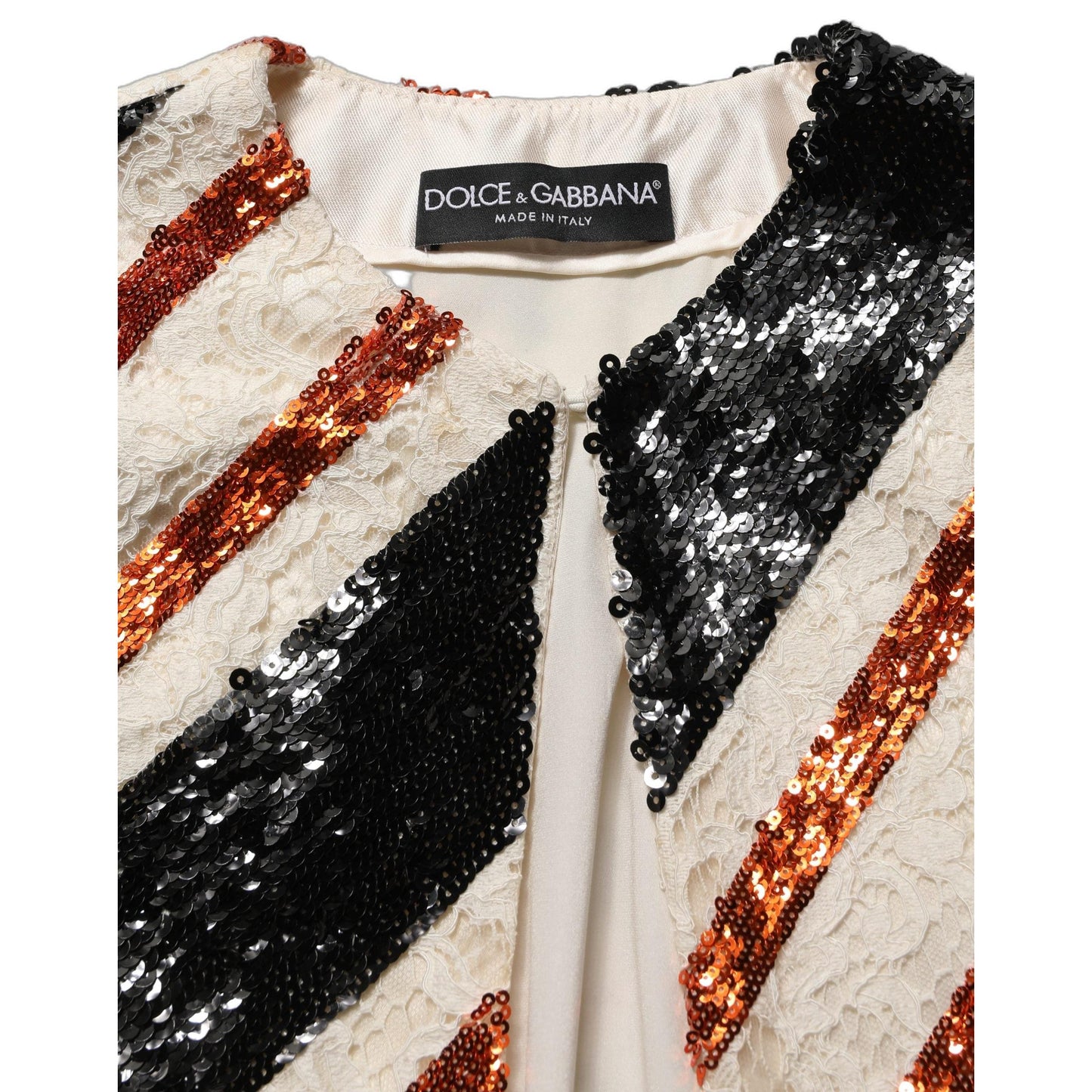 Dolce & Gabbana Multicolor Stripe Sequin Duster Coat Jacket