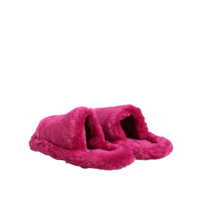 Dolce & Gabbana Pink Acrylic Faux Fur Mens Flats Sandals Shoes