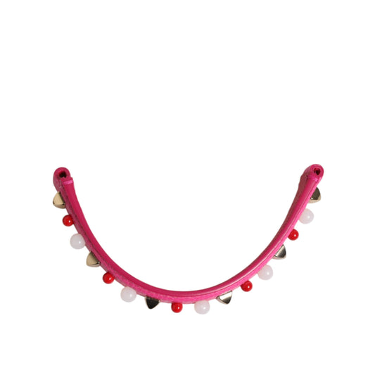 Dolce & Gabbana Pink Embellished Leather Bag Handle Women Shoulder Strap