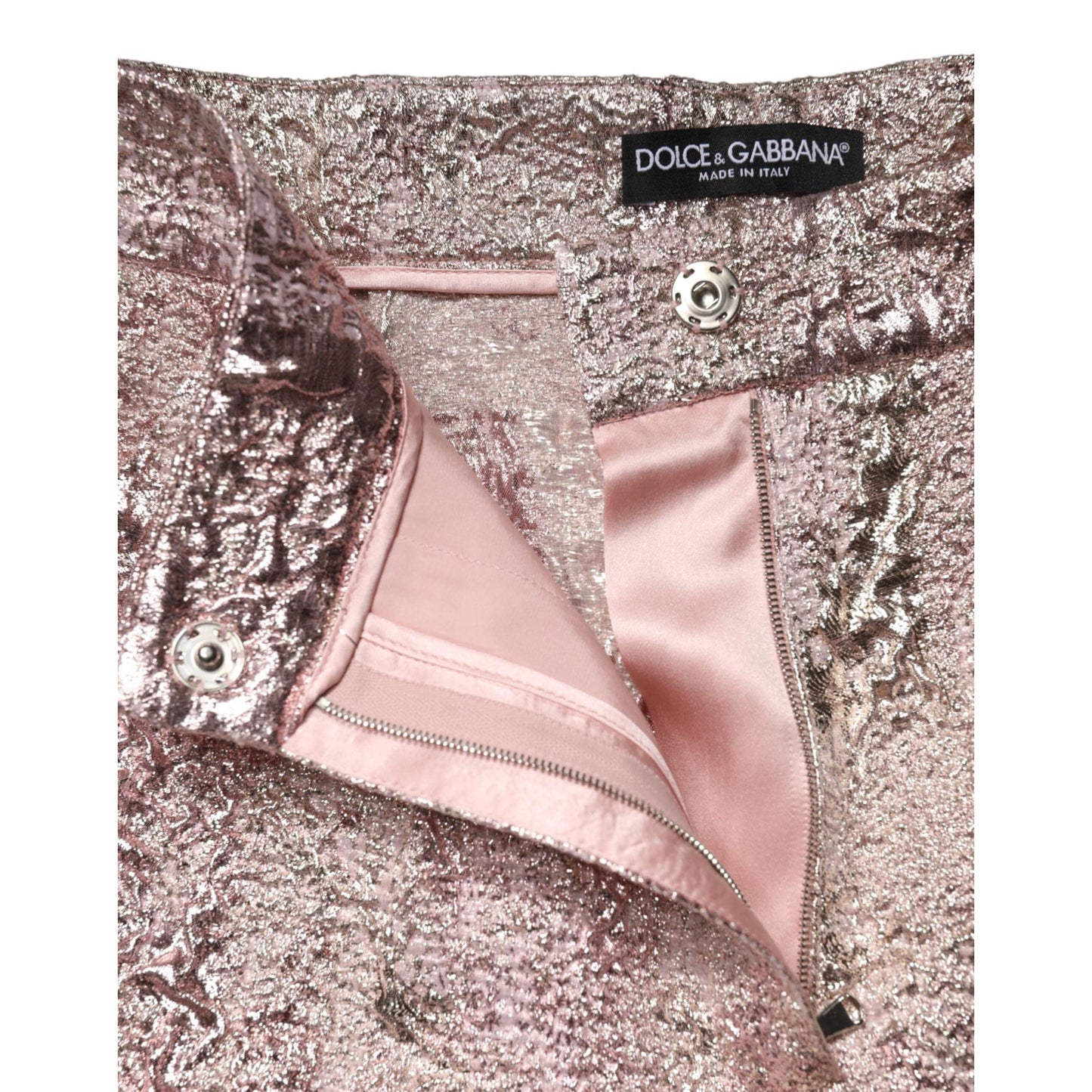 Dolce & Gabbana Pink Jacquard High Waist Hotpants Shorts