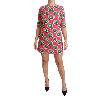 Dolce & Gabbana Pink Silk Cup Cake Shift Stretch Dress