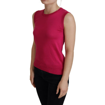 Dolce & Gabbana Pink Silk Vest Pullover Crewneck Tank Top