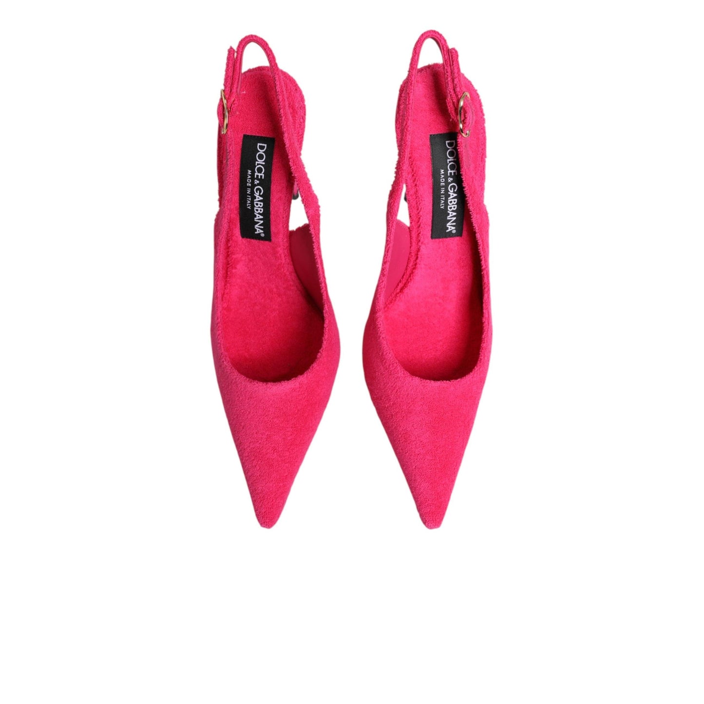 Dolce & Gabbana Pink Terry Cloth High Heels Slingback Shoes