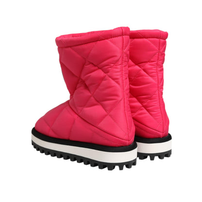 Dolce & Gabbana Pink White Viscose Padded Mid Calf Boots Shoes