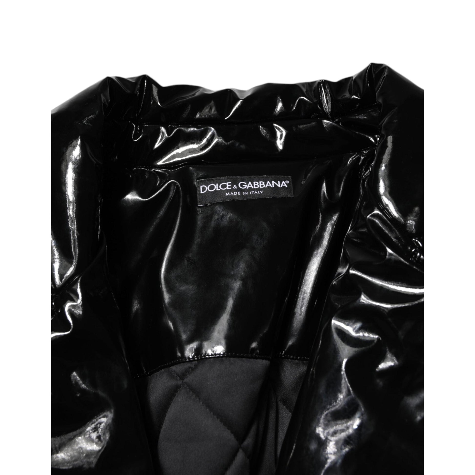 Dolce & Gabbana Polyester Black Quilted Puffer Coat Jacket