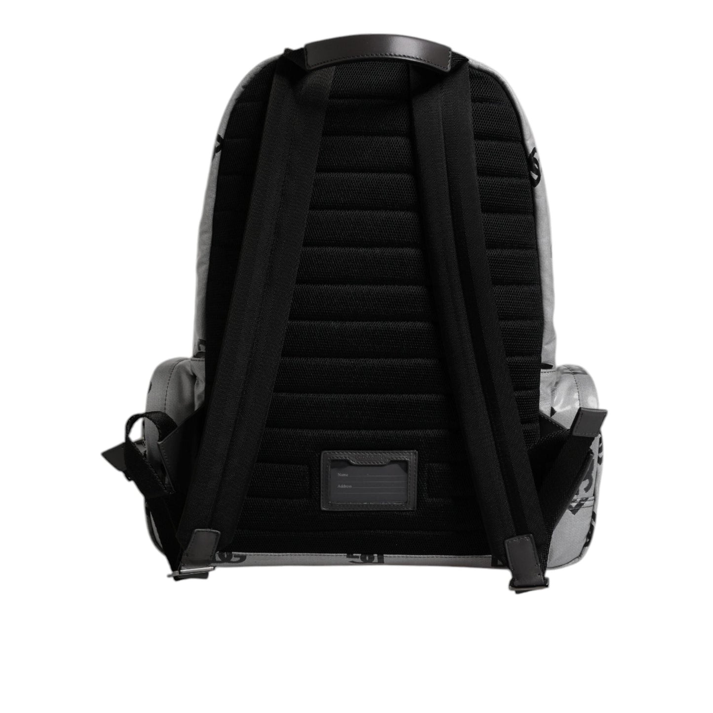 Dolce & Gabbana Polyester Gray Black DG Logo Plaque Backpack Bag