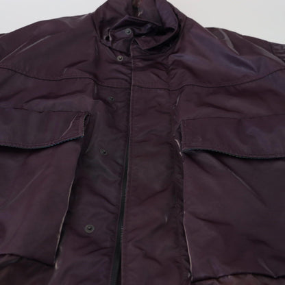 Dolce & Gabbana Purple Nylon Collared Biker Coat Jacket