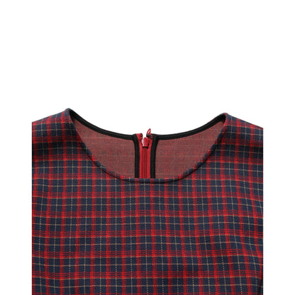 Dolce & Gabbana Red Black Checkered ShortSleeve Sheath Dress