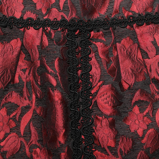 Dolce & Gabbana Red Black Floral Lace Jacquard Mini Skirt