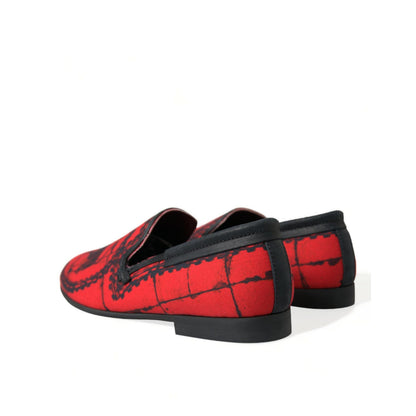 Dolce & Gabbana Red Black Torero Loafers Slippers Men Shoes