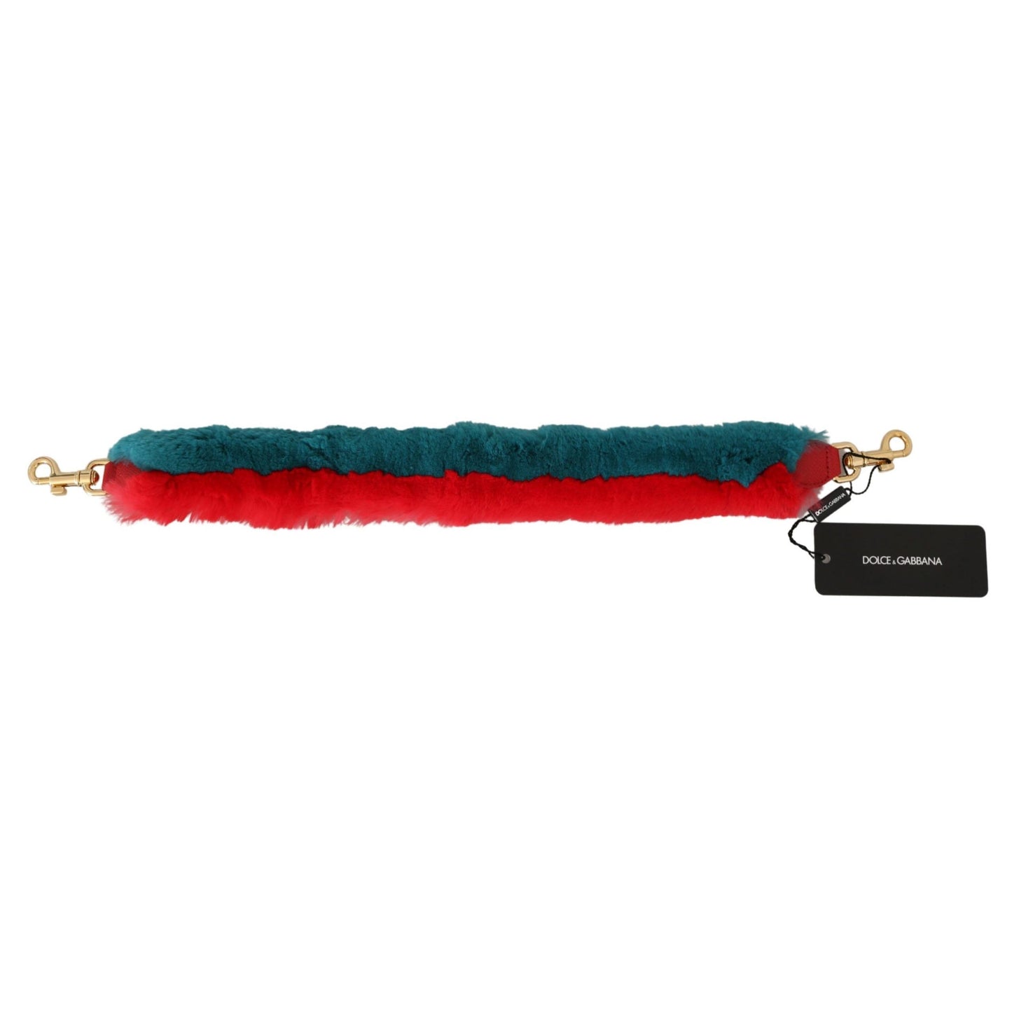 Dolce & Gabbana Red Blue Rabbit Fur Leather Shoulder Strap