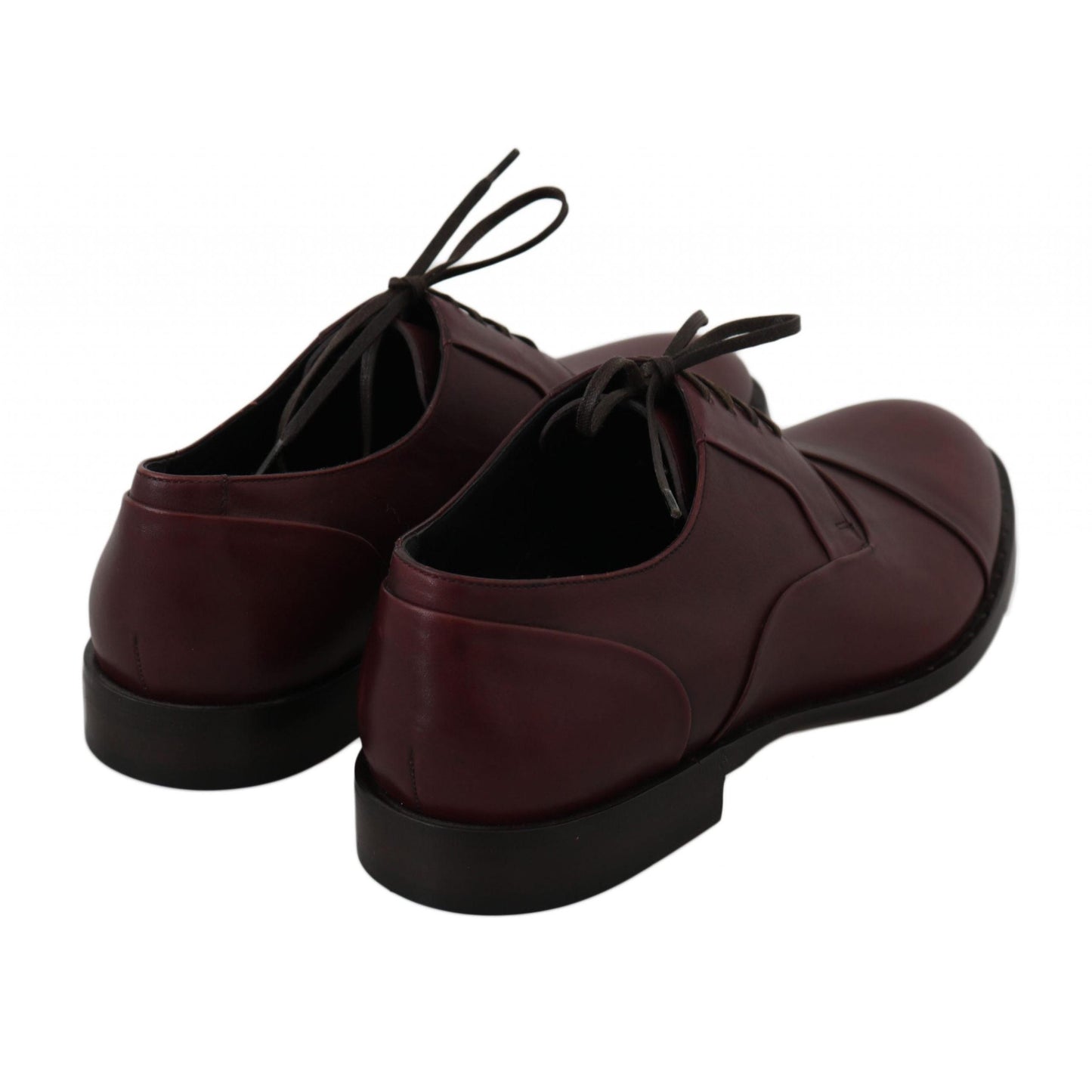 Dolce & Gabbana Red Bordeaux Leather Derby Formal Shoes
