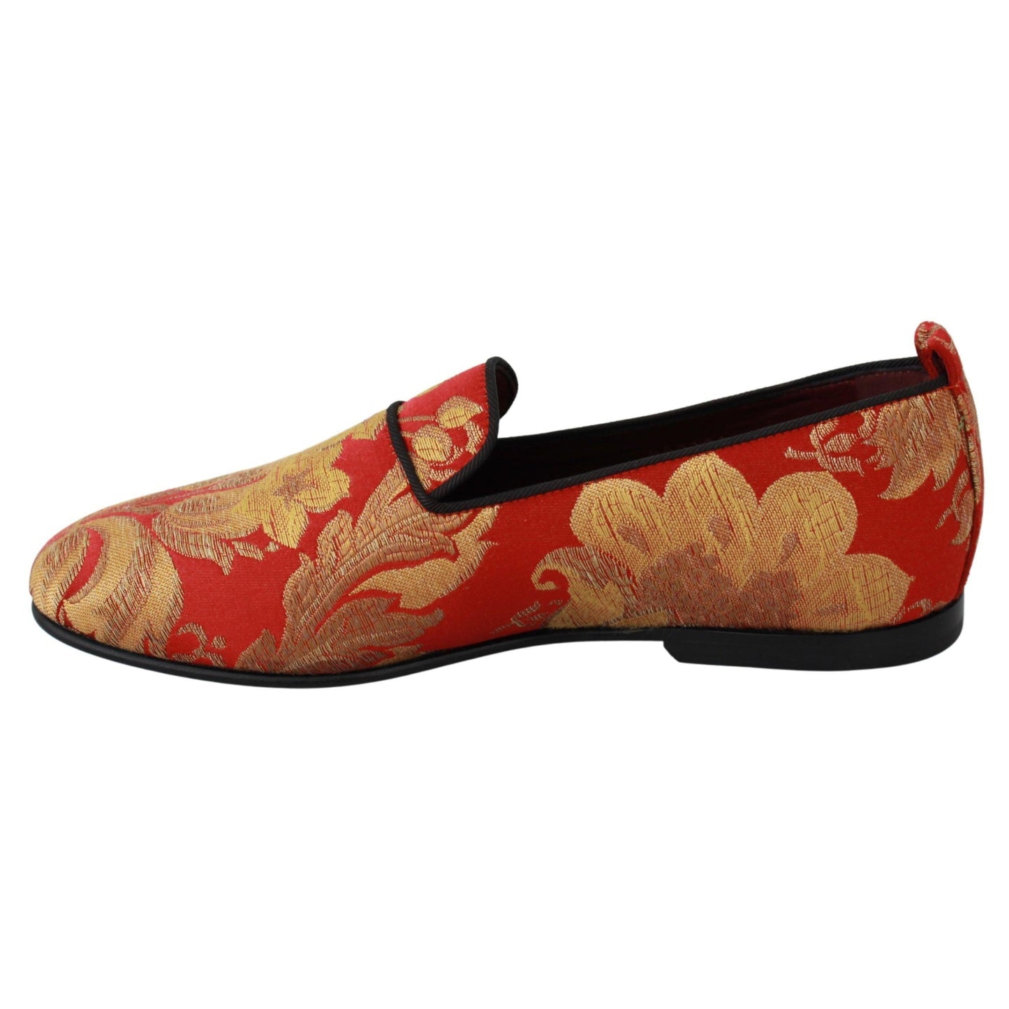 Dolce & Gabbana Red Gold Brocade Slippers Loafers Shoes