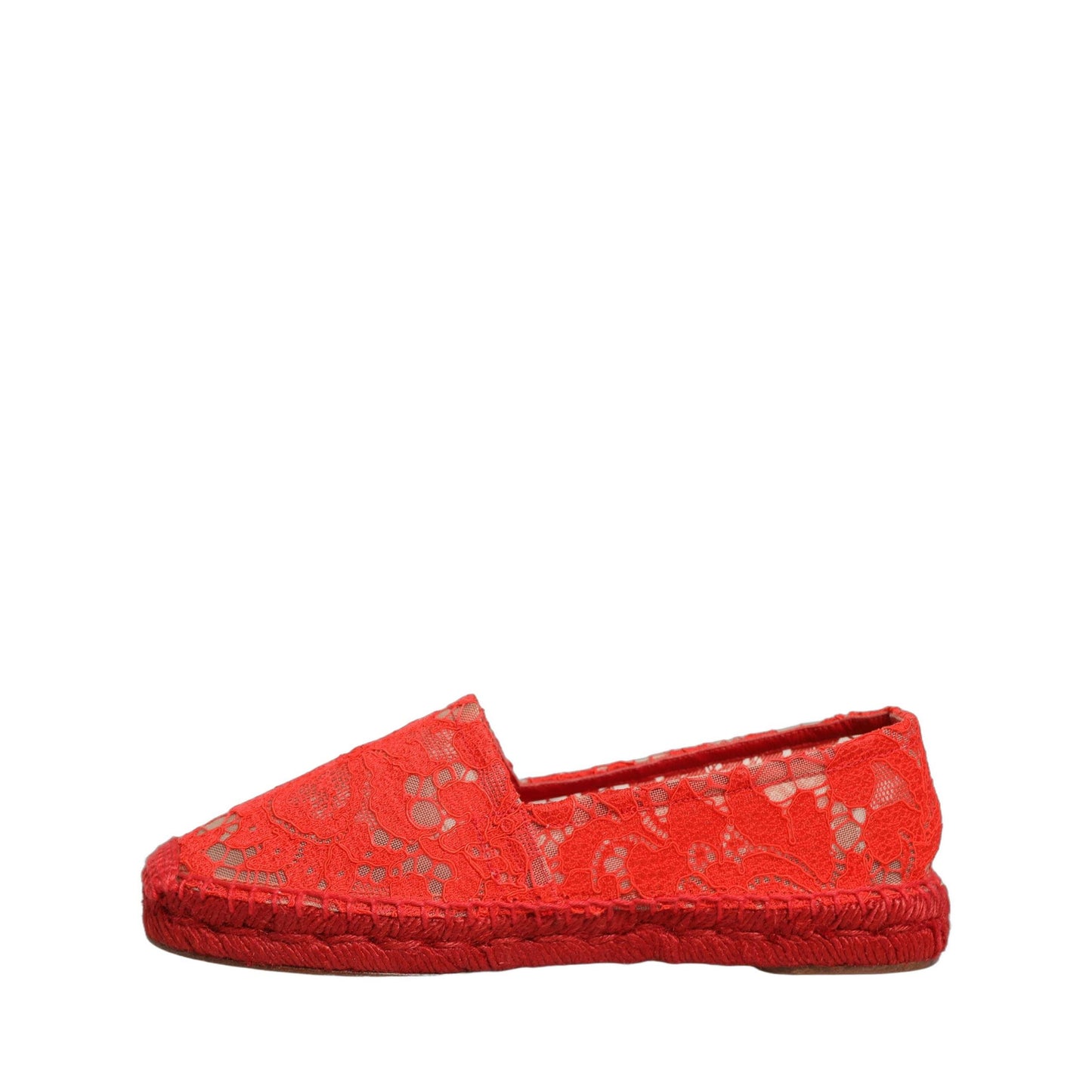 Dolce & Gabbana Red Taormina Lace Espadrille Flats Shoes