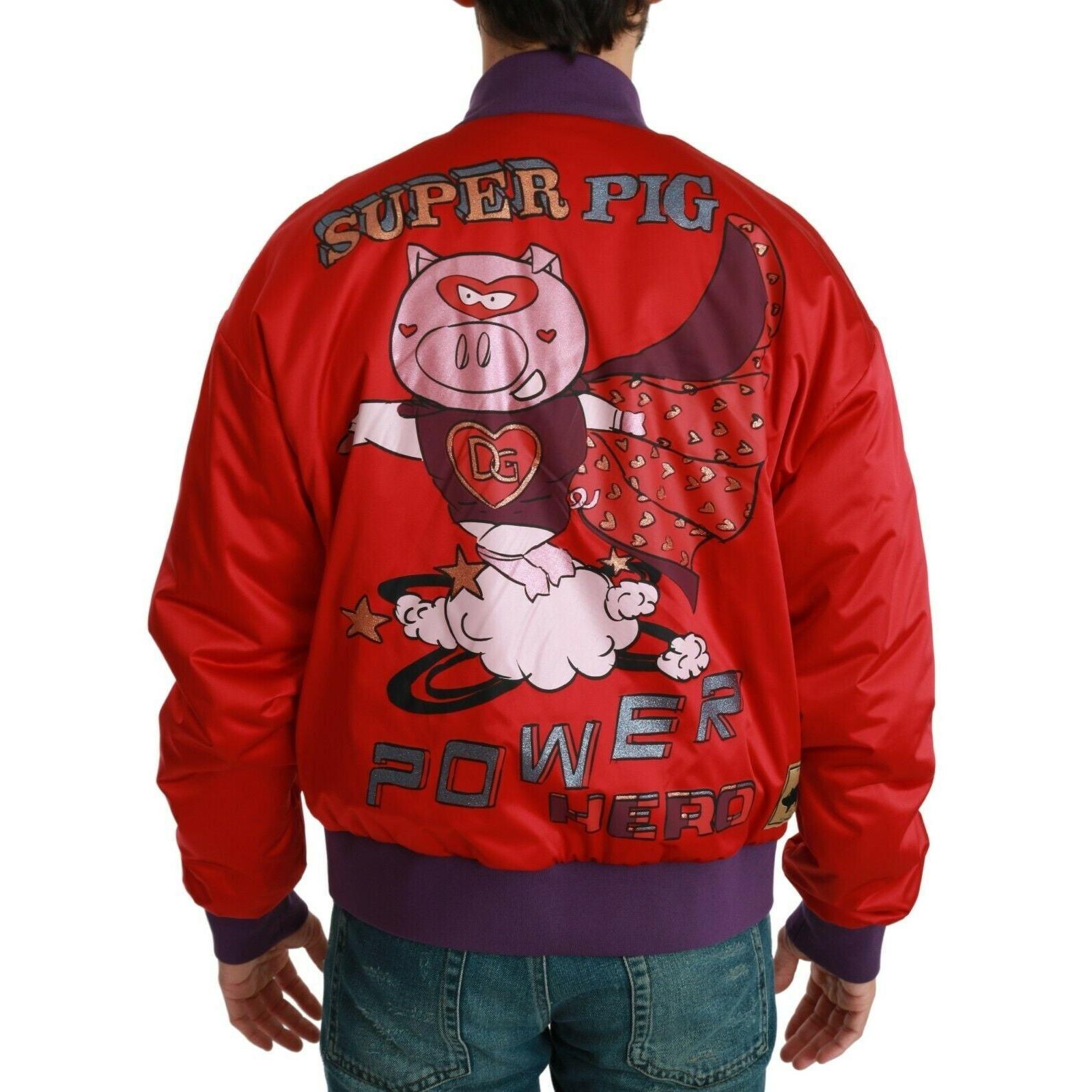 Dolce & Gabbana Red YEAR OF THE PIG Bomber Jacket