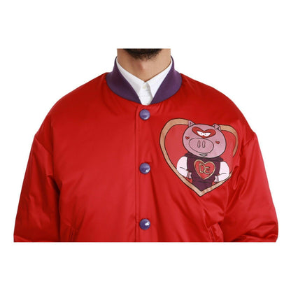 Dolce & Gabbana Red YEAR OF THE PIG Bomber Jacket