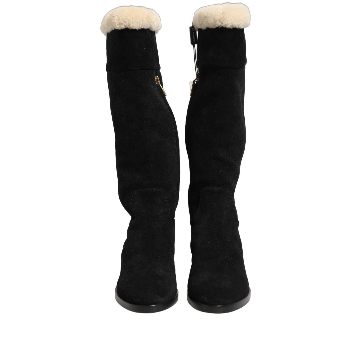 Dolce & Gabbana Suede Leather Knee High Boots Black