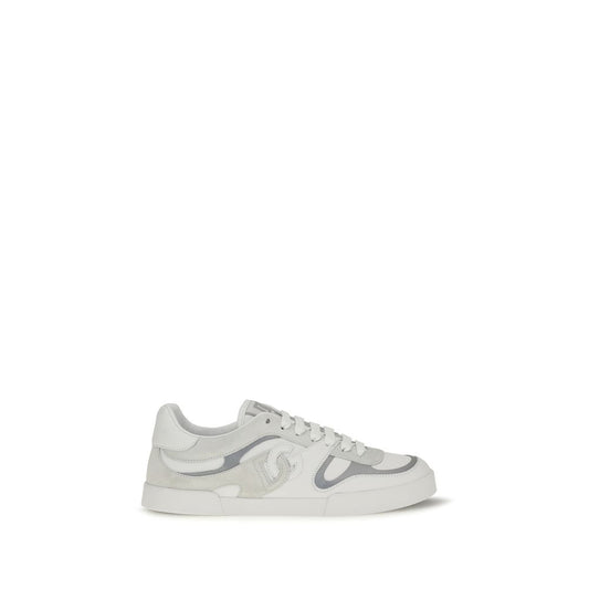 Dolce & Gabbana White Calf Leather Bos Taurus Low Top Sneakers