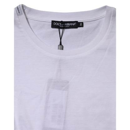 Dolce & Gabbana White Cotton Crew Neck Short Sleeves T-shirt