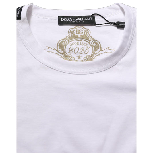 Dolce & Gabbana White Cotton Crew Neck Short Sleeves T-shirt