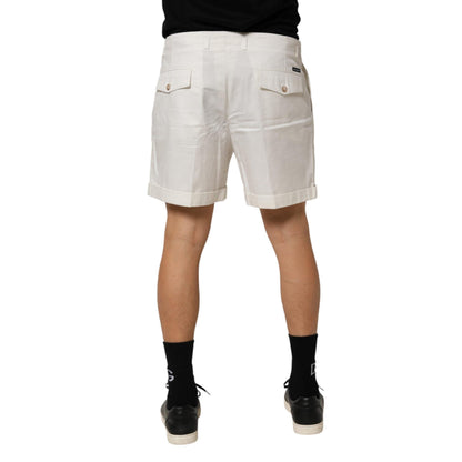 Dolce & Gabbana White Cotton Mid Waist Men Bermuda Shorts