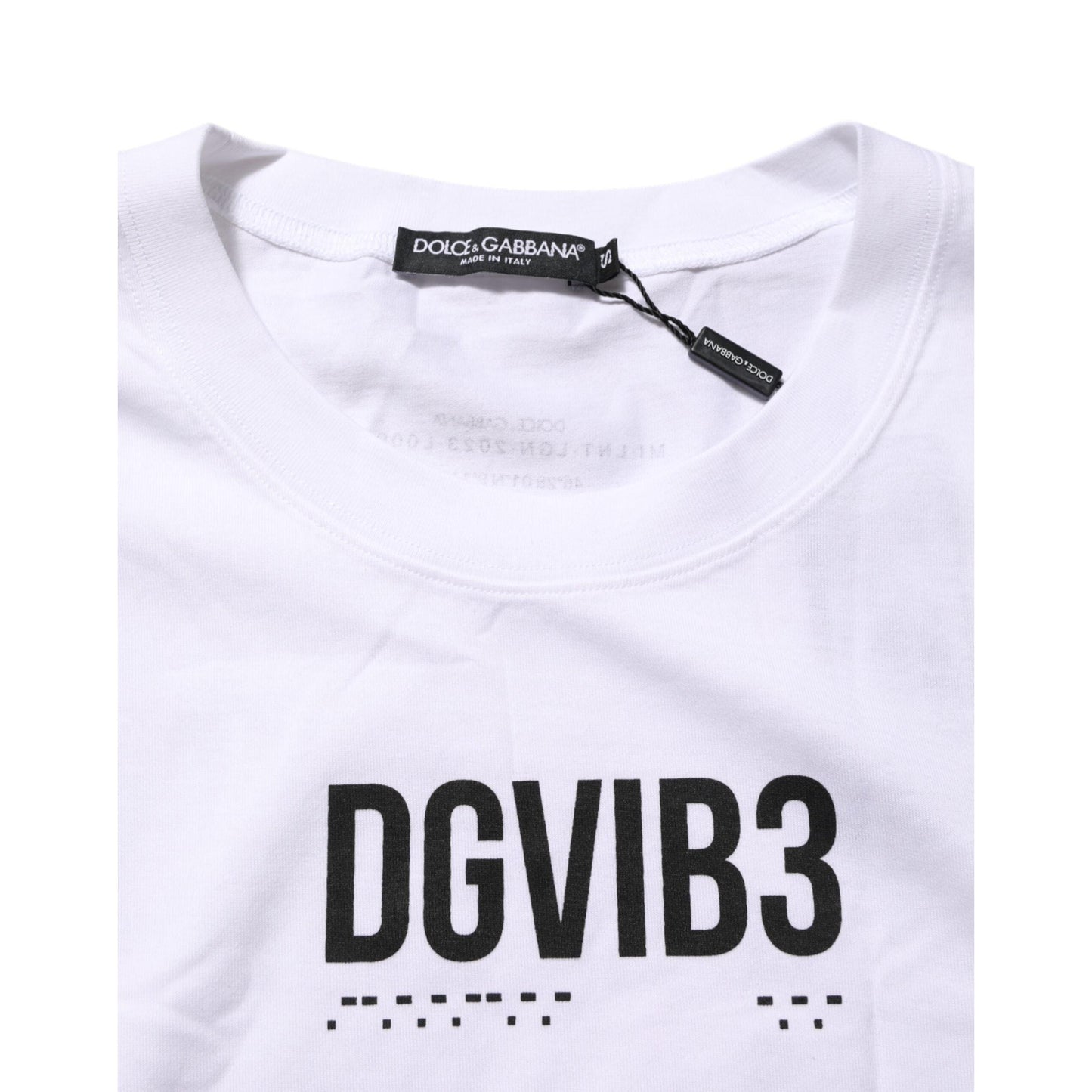 Dolce & Gabbana White Cotton Sleeveless Printed Tank T-shirt