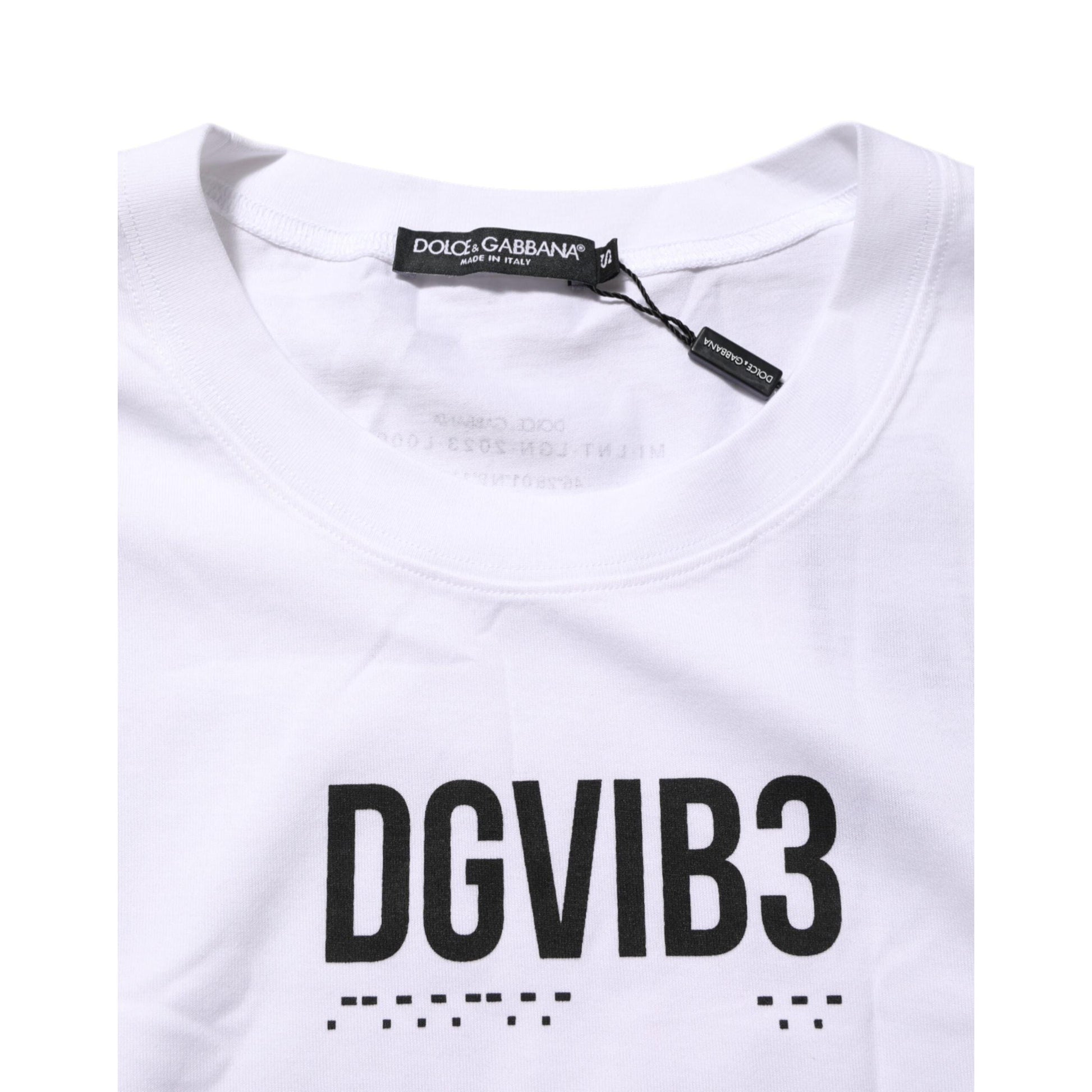 Dolce & Gabbana White Cotton Sleeveless Printed Tank T-shirt