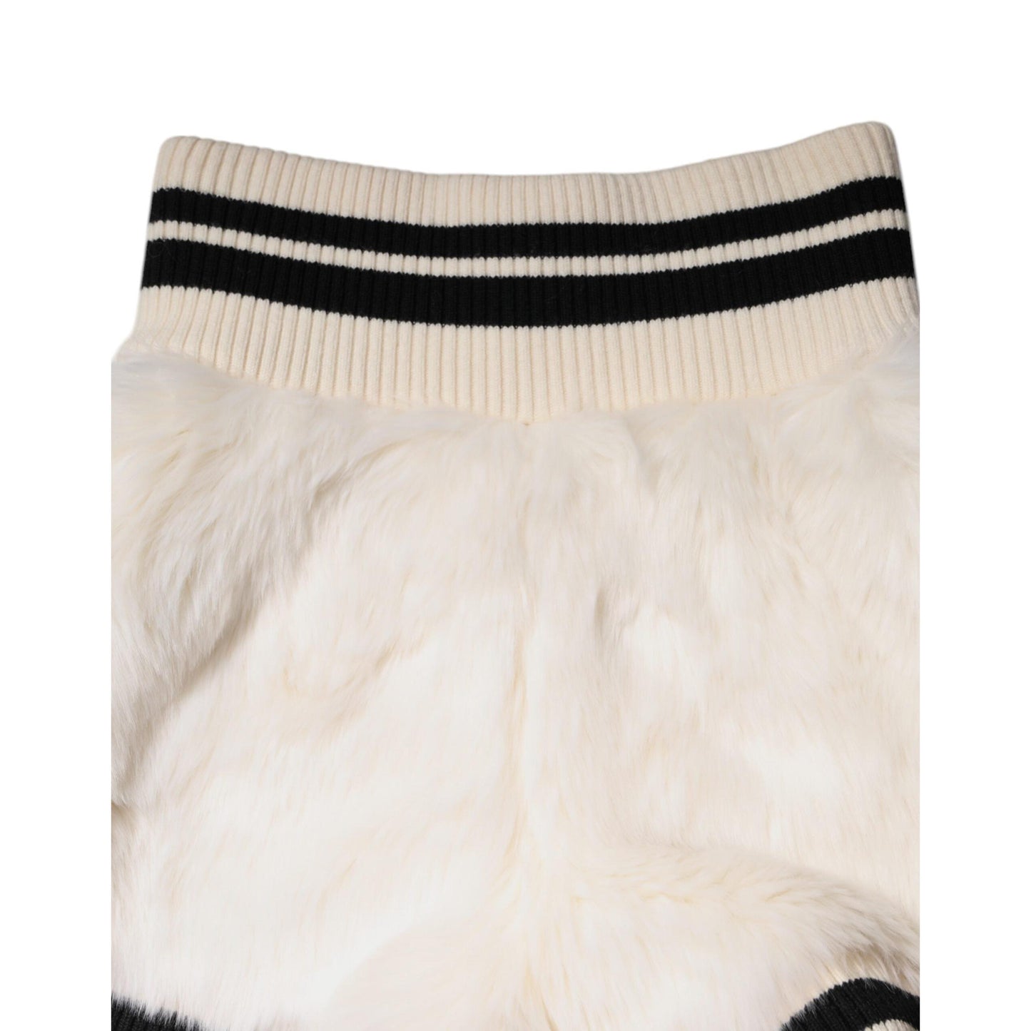 Dolce & Gabbana White Faux Fur High Waisted Hot Pants Short