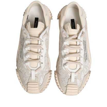 Dolce & Gabbana White Lace NS1 Low Top Sneaker Sports Shoes