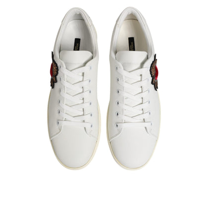 Dolce & Gabbana White Leather Sacred Heart Patch Sneakers Shoes