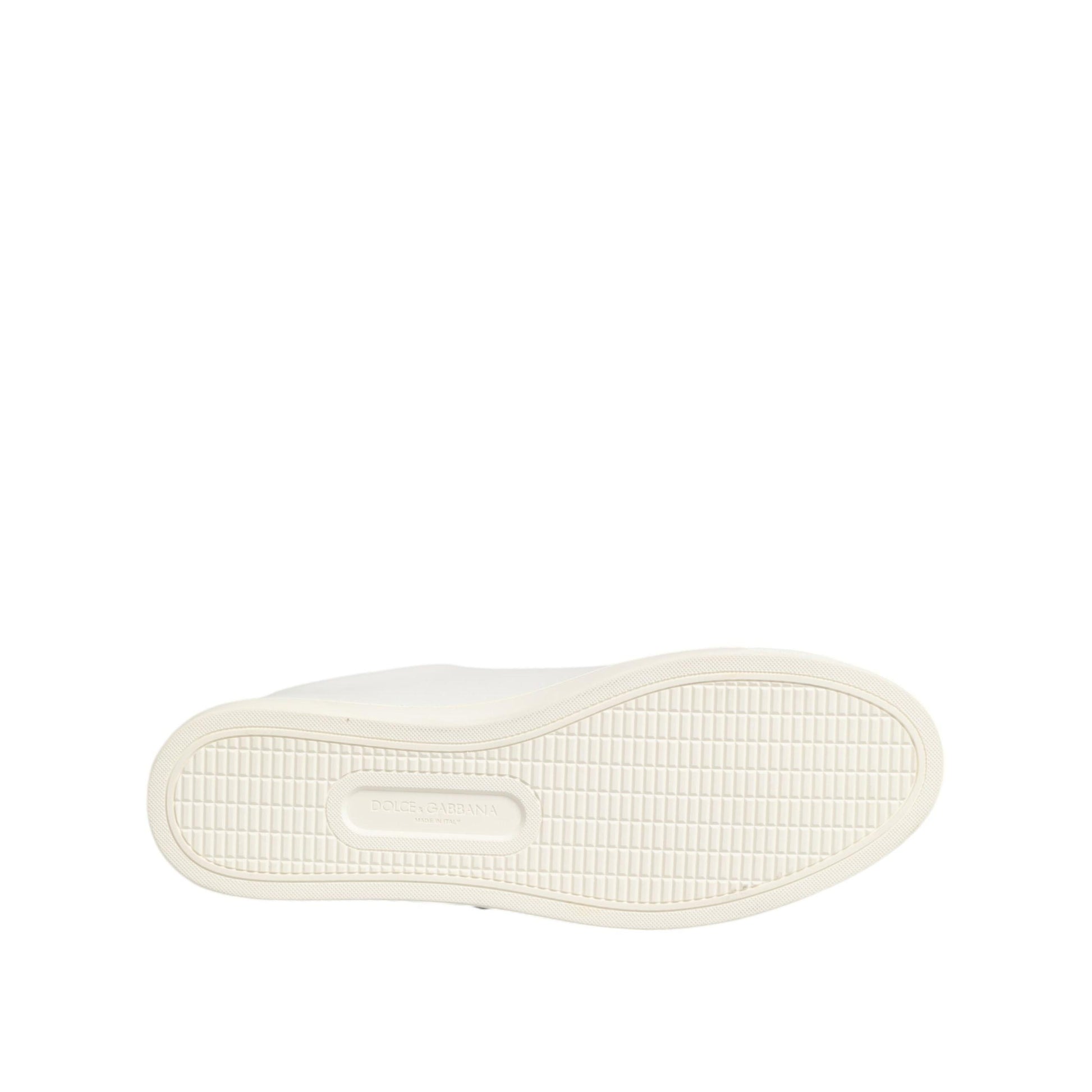 Dolce & Gabbana White Leather Sacred Heart Patch Sneakers Shoes
