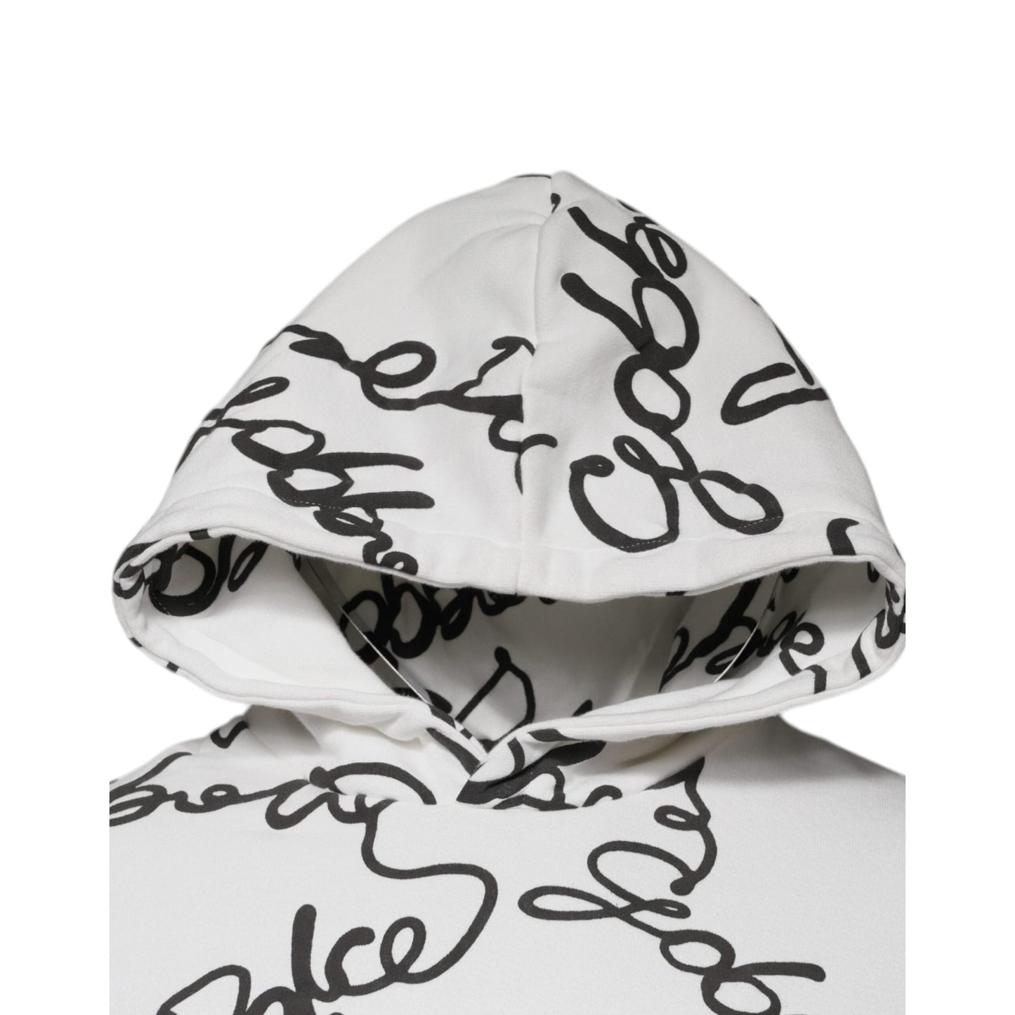 Dolce & Gabbana White Logo Cotton Hooded Sweatshirt Sweater