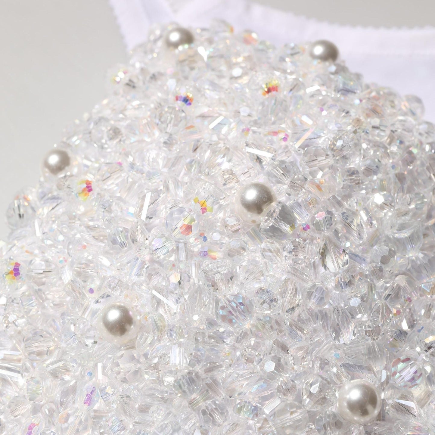 Dolce & Gabbana White Pearls Beaded Corset Bustier Crop Top