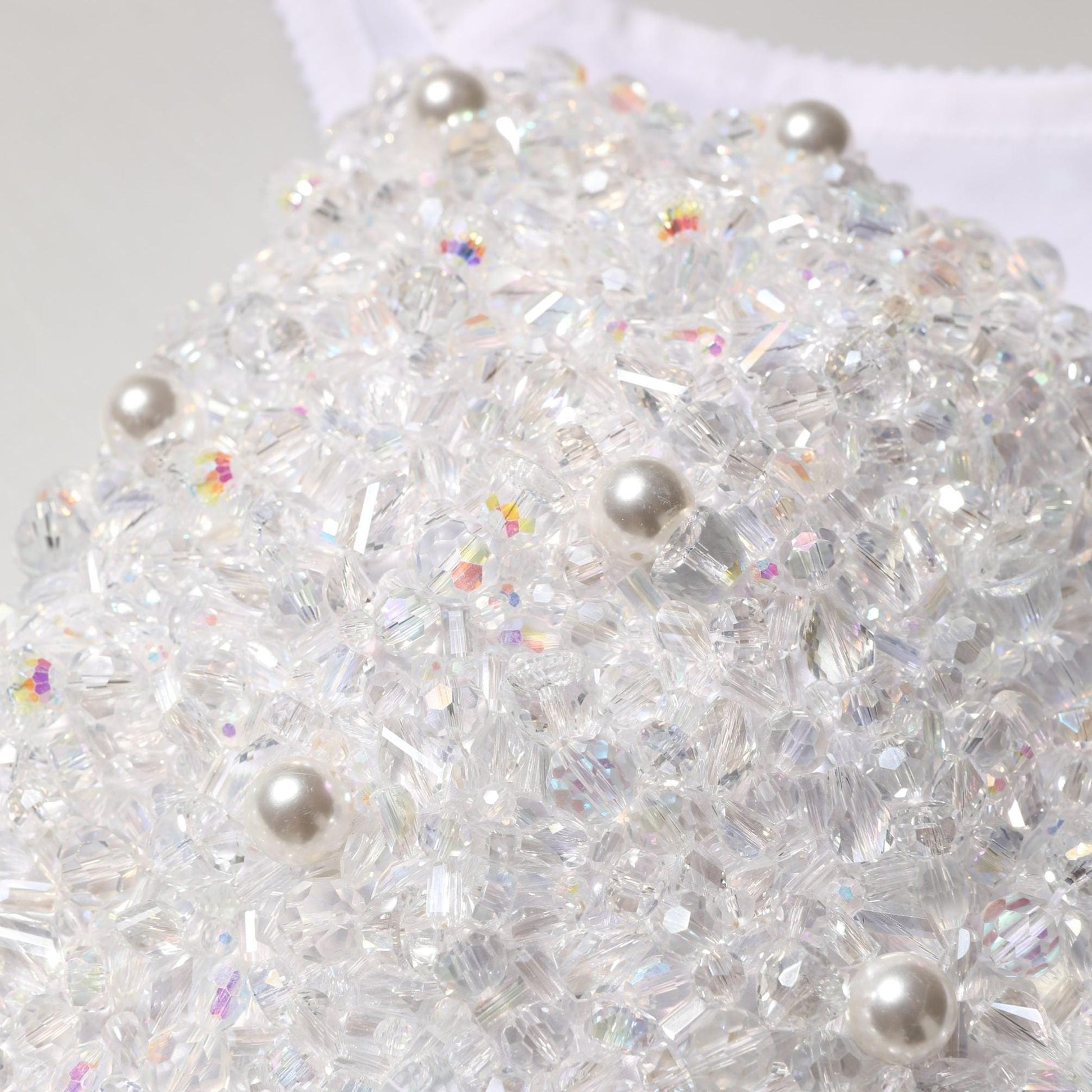 Dolce & Gabbana White Pearls Beaded Corset Bustier Crop Top