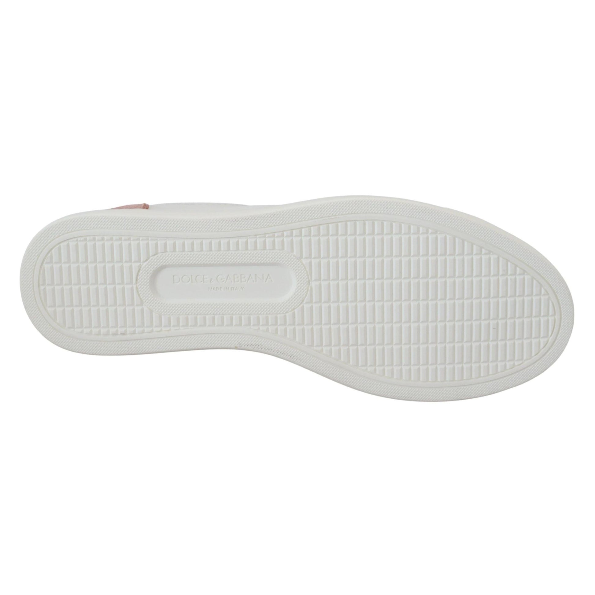 Dolce & Gabbana White Pink Leather Low Top Sneakers Shoes