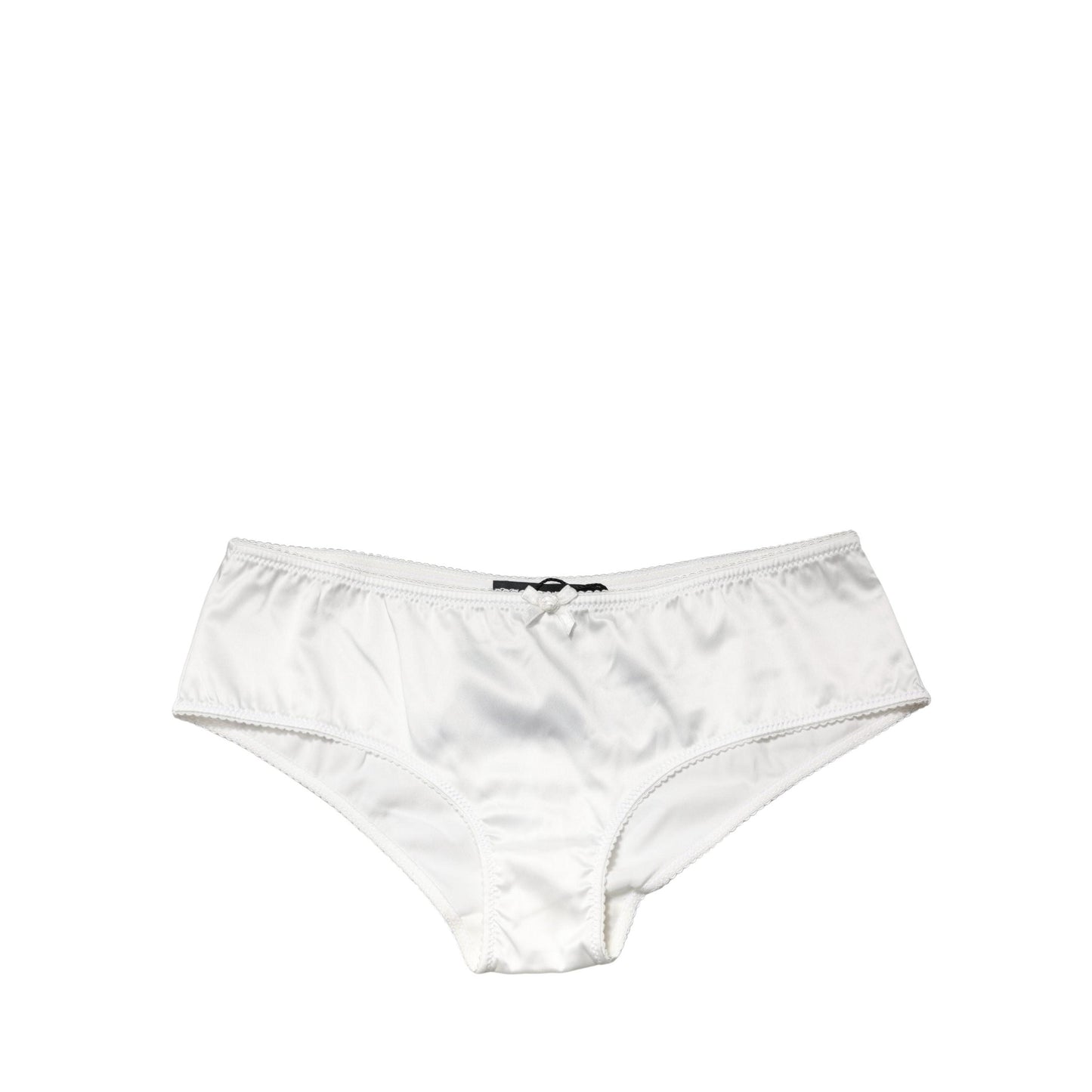 Dolce & Gabbana White Silk Stretch Mid Waist Brief Panty Underwear
