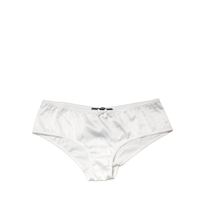Dolce & Gabbana White Silk Stretch Mid Waist Brief Panty Underwear