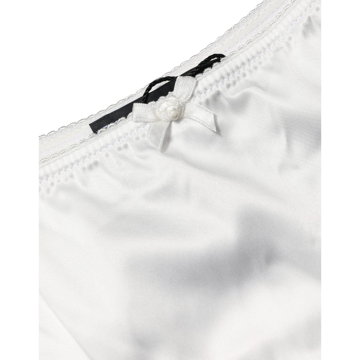 Dolce & Gabbana White Silk Stretch Mid Waist Brief Panty Underwear