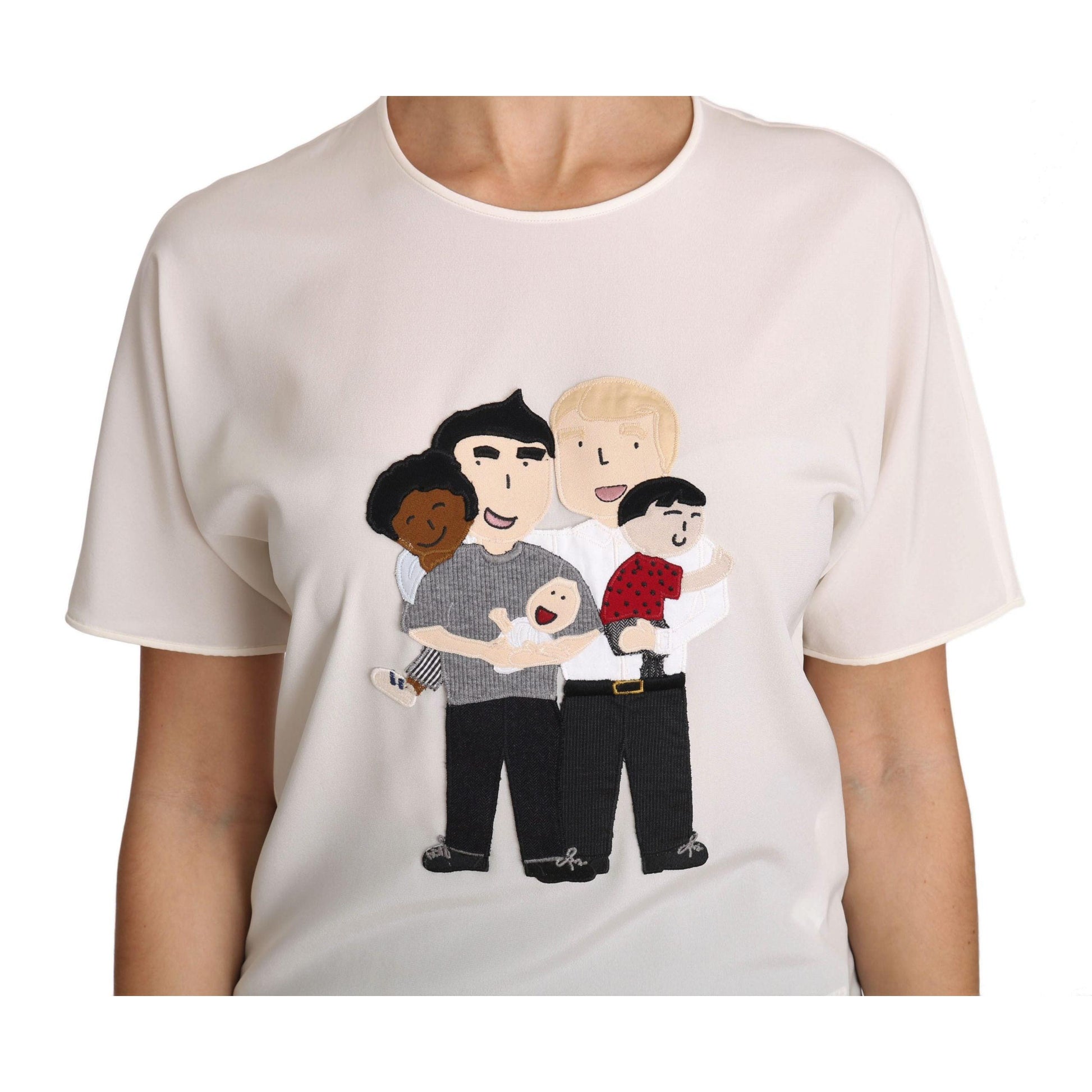 Dolce & Gabbana White Silk Stretch #dgfamily T-shirt