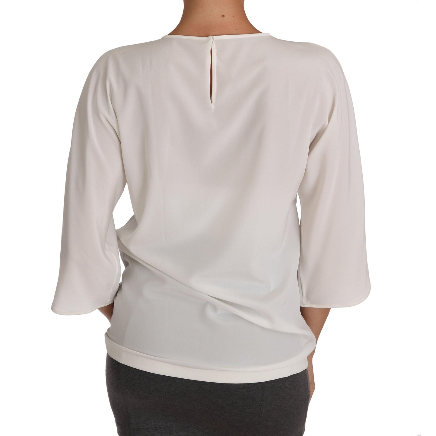 Dolce & Gabbana White Silk #dgfamily Crystal T-shirt