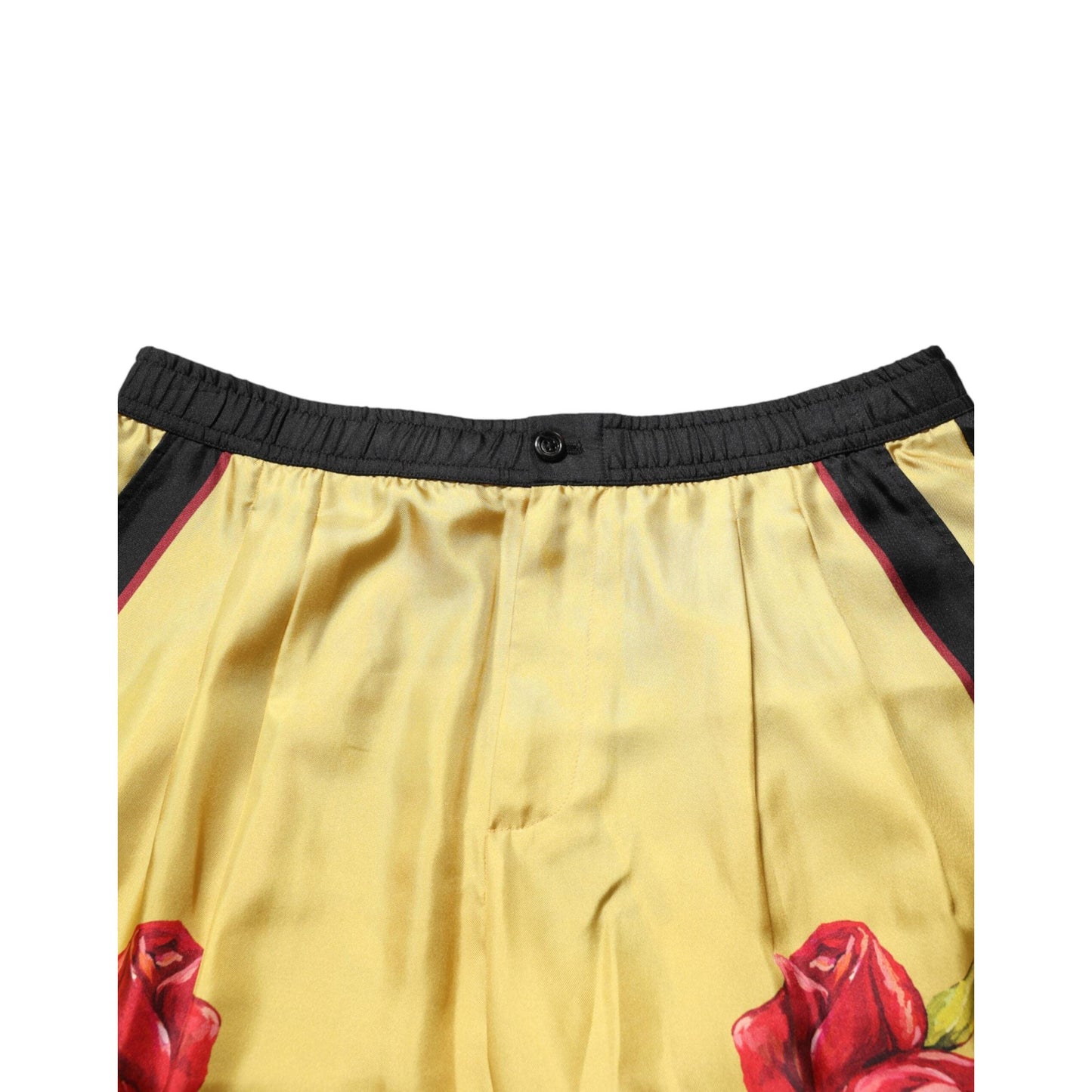 Dolce & Gabbana Yellow Floral Print Silk Men Bermuda Shorts