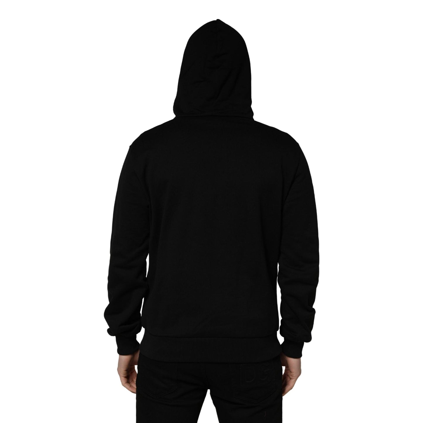 Dolce & Gabbana #dgfamily Black Cotton Hooded Men Sweatshirt Sweater
