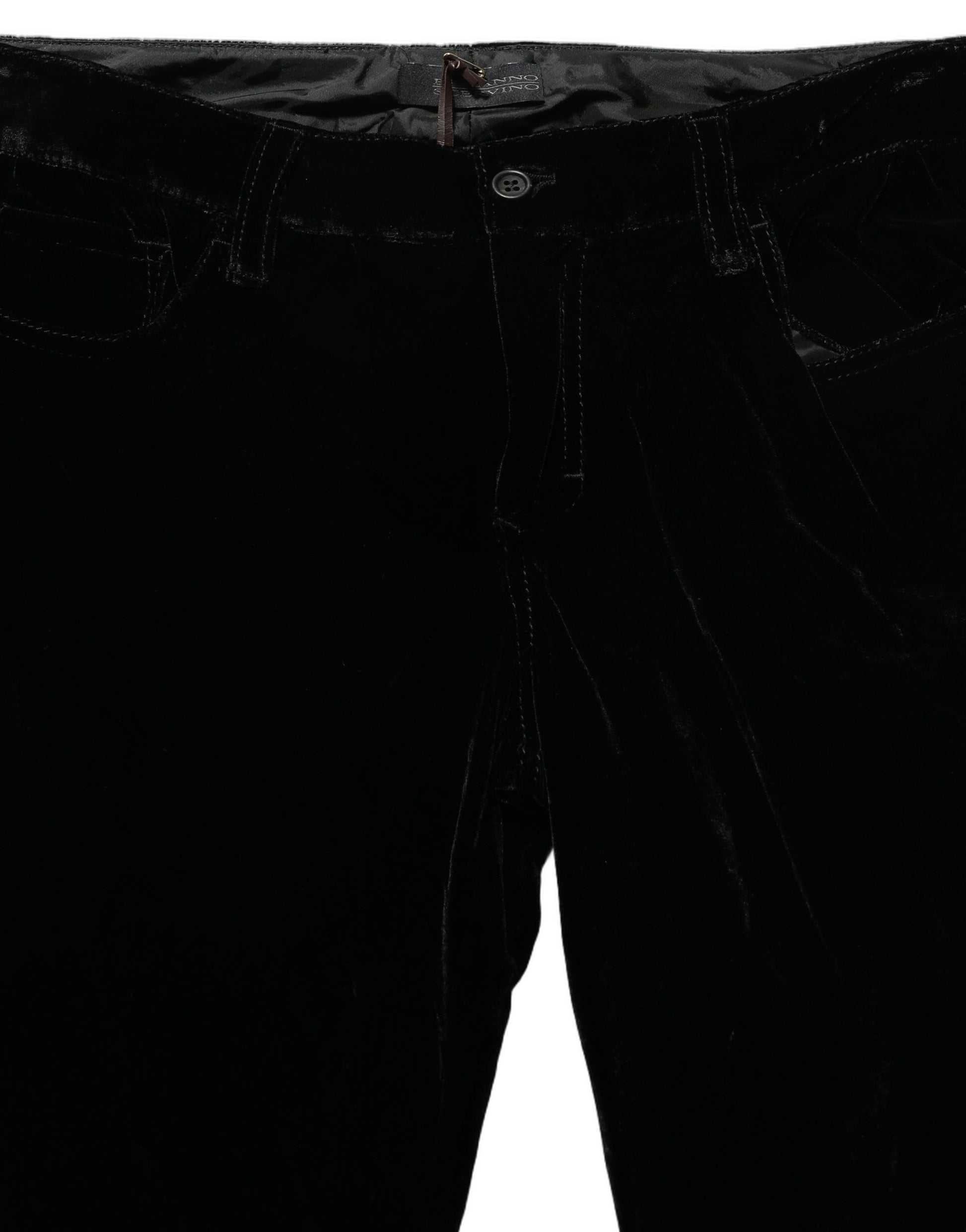 Ermanno Scervino Black Viscose Blend Velvet Slim Fit Pants