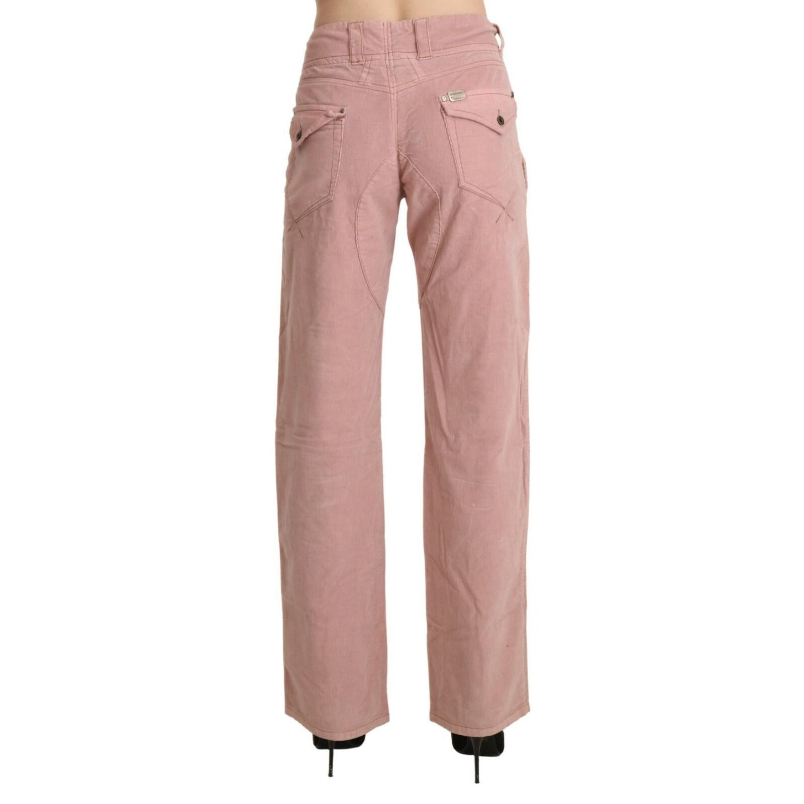 Ermanno Scervino Cotton Pink High Waist Straight Trouser Pants
