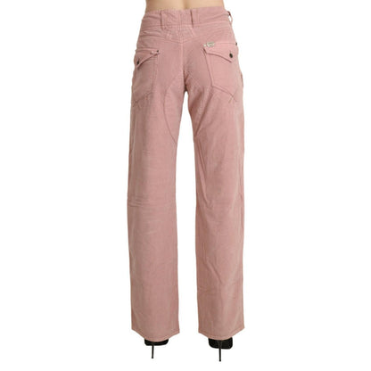 Ermanno Scervino Cotton Pink High Waist Straight Trouser Pants