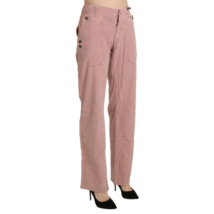 Ermanno Scervino Cotton Pink High Waist Straight Trouser Pants